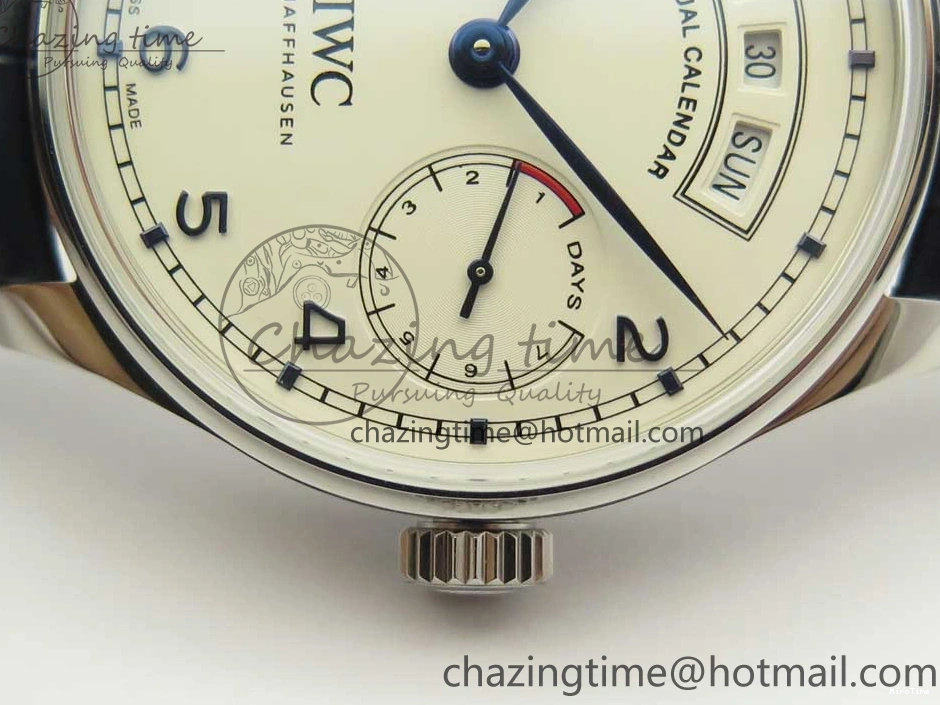 MIROTIME 1219 Affordable Portuguese Real PR Real Annual Calendar IW5035 ZF 1:1 Best Edition White Dial Blue Markers on Blue Leather Strap A 7143